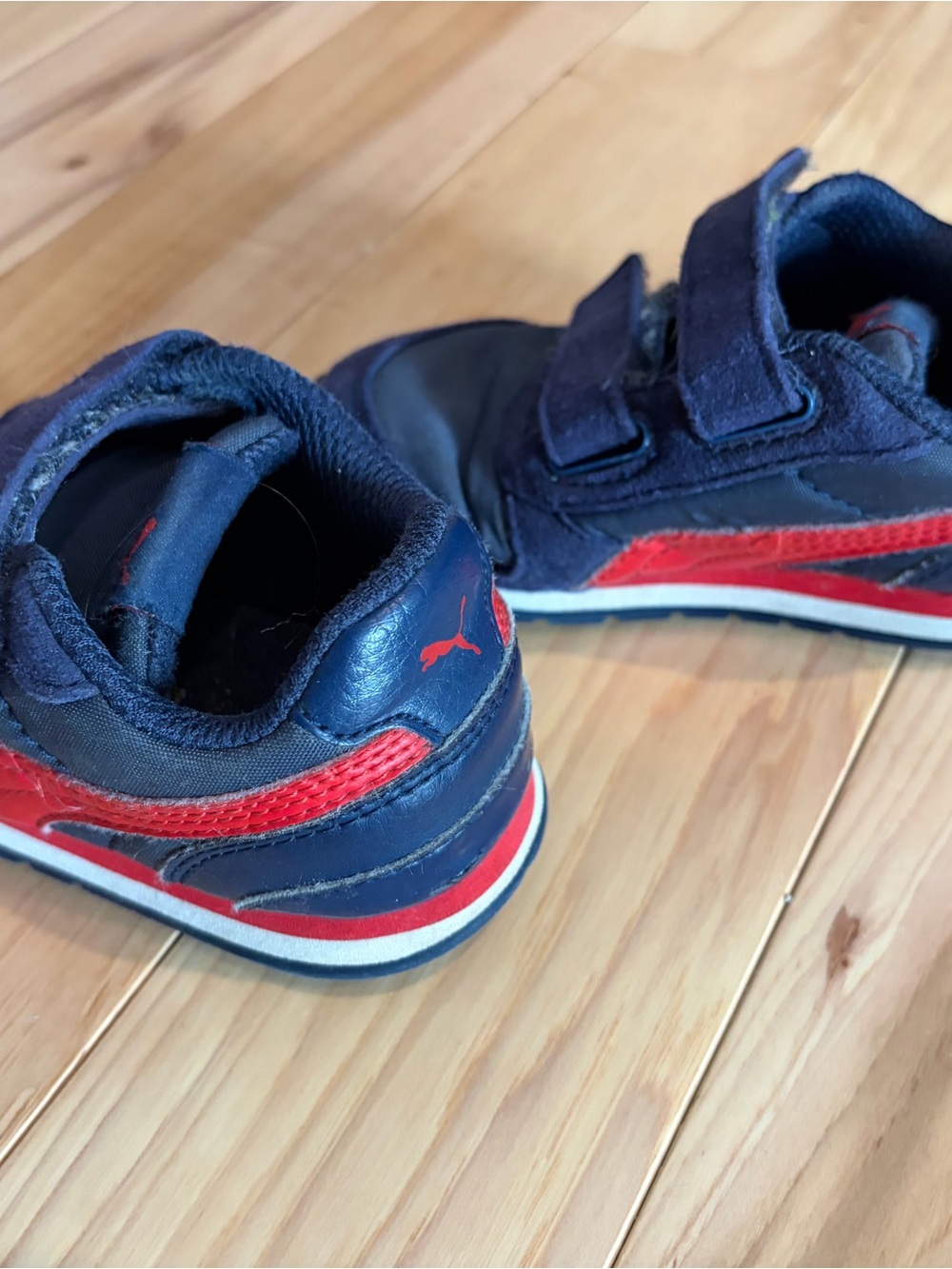 Puma Kids Navy and Red Velcro Athletic Sneakers